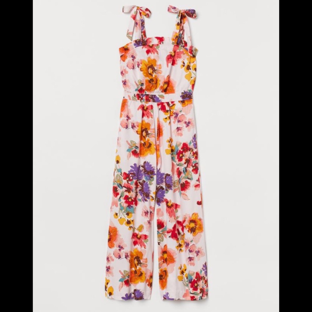 NWT H&M pink floral frill trimmed jumpsuit